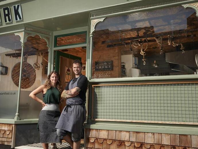 Chef Ben Crittenden and wife Sophie outside their 12 seat restaurant, Stark