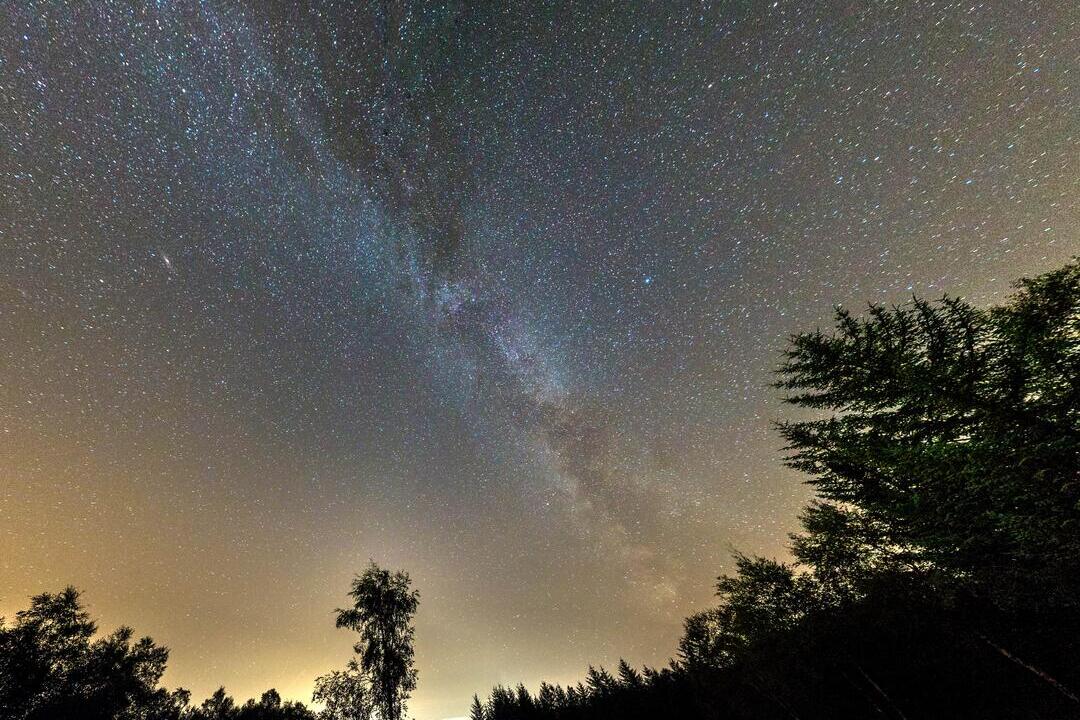 Stars lighting up the night sky above Gisburn Forest, Lancashire