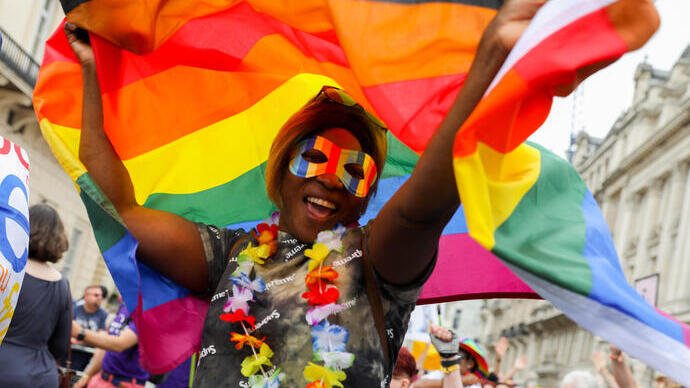 A parade goer during Pride in London in July 2019