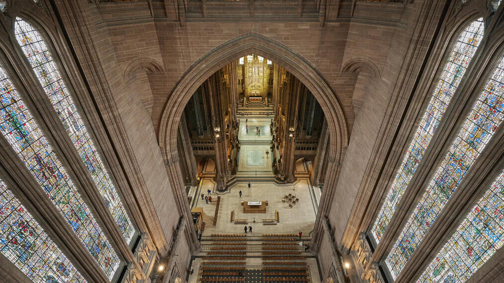 Sweeping inside view of an Anglican Cathedral.