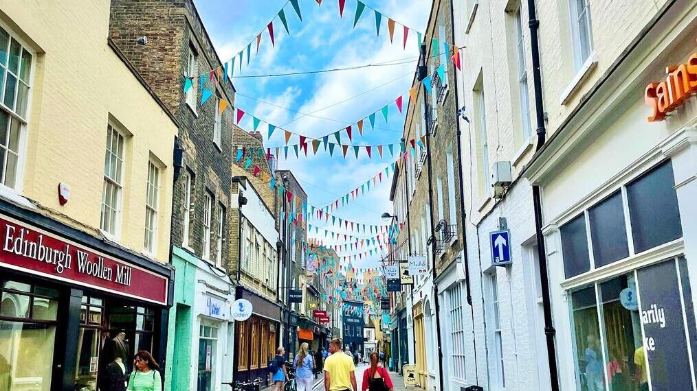 People walking along Green Street