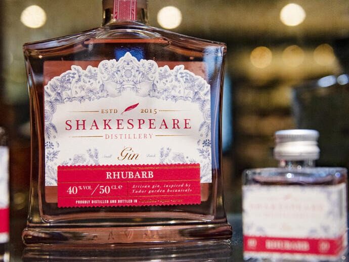 Bottle of Rhubarb flavoured gin