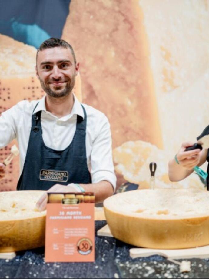 Chefs presenting cheese at Good Food Show Summer