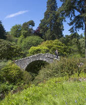 El puente suizo en el Jardín Botánico de Dawyck