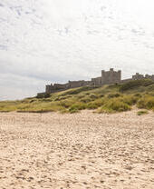 Castle with beach and sand dunes