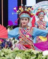 A group of performers on stage as part of Llangollen International Musical Eisteddfod