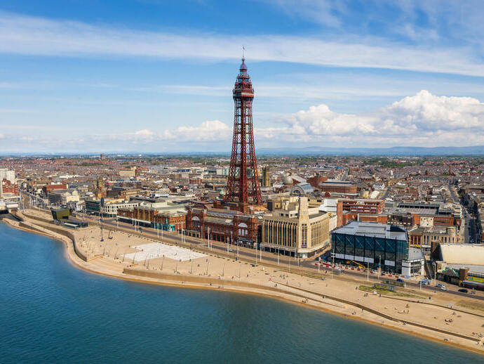 Blackpool seafront and Blackpool Tower.