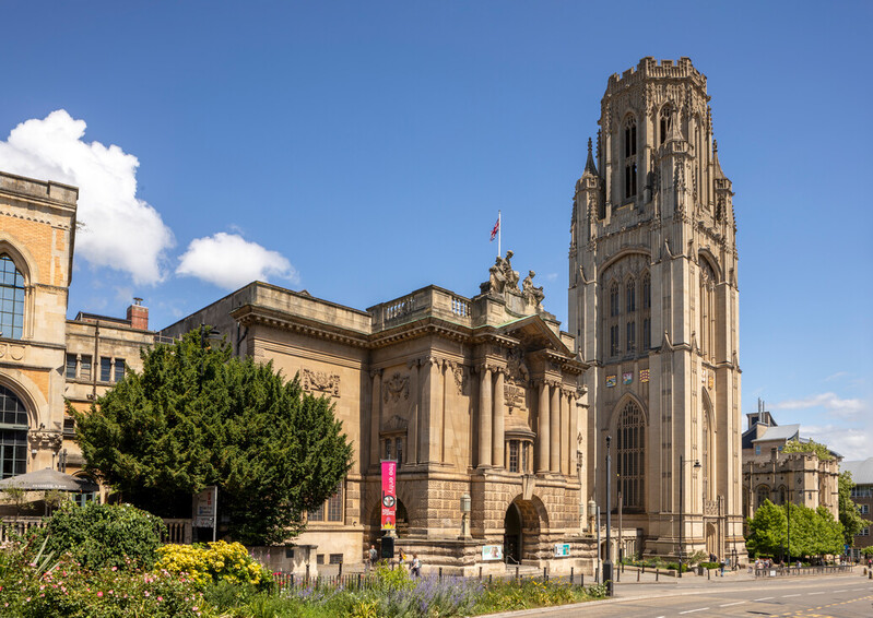 An exterior shot of the Wills Memorial Building in Bristol