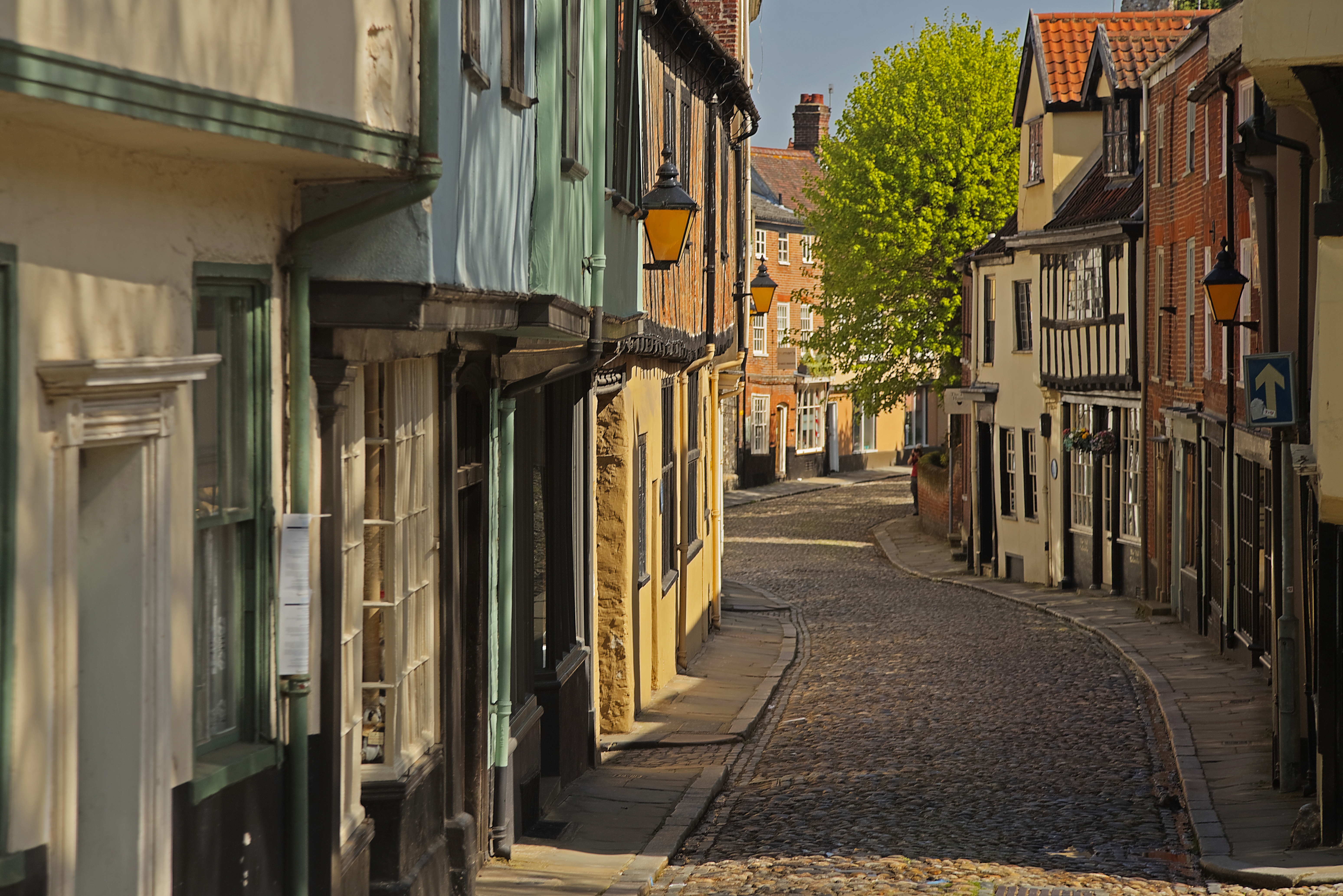 Colourful Tudor houses on an historic cobbled lane