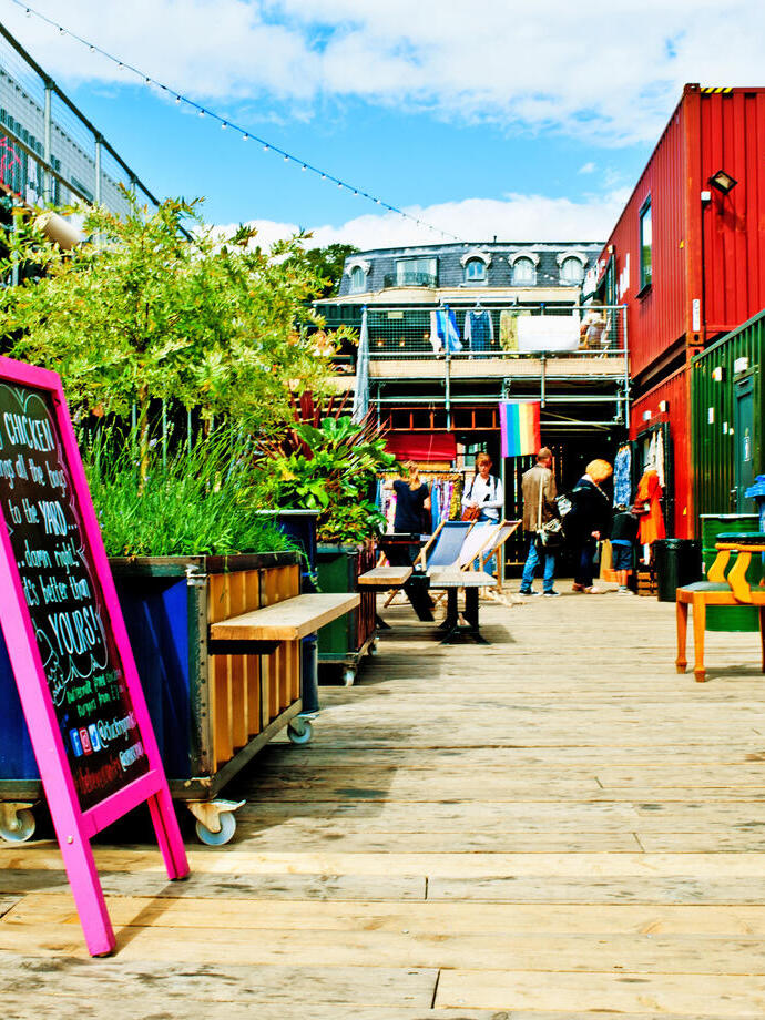 Shops housed in containers at SPARK in York