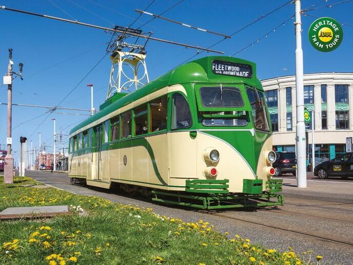A colourful vintage tram.