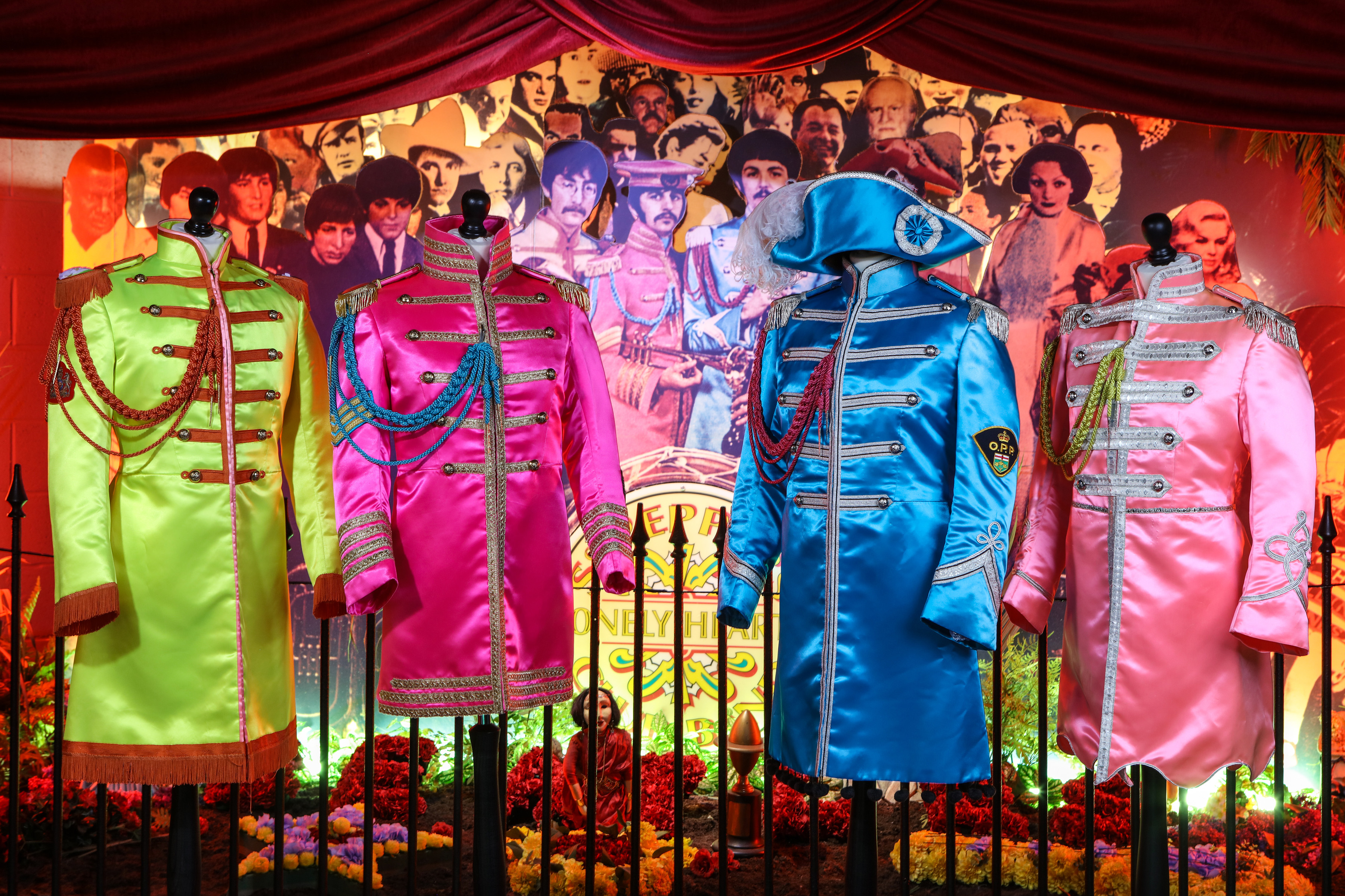Colourful costumes inside a museum exhibit