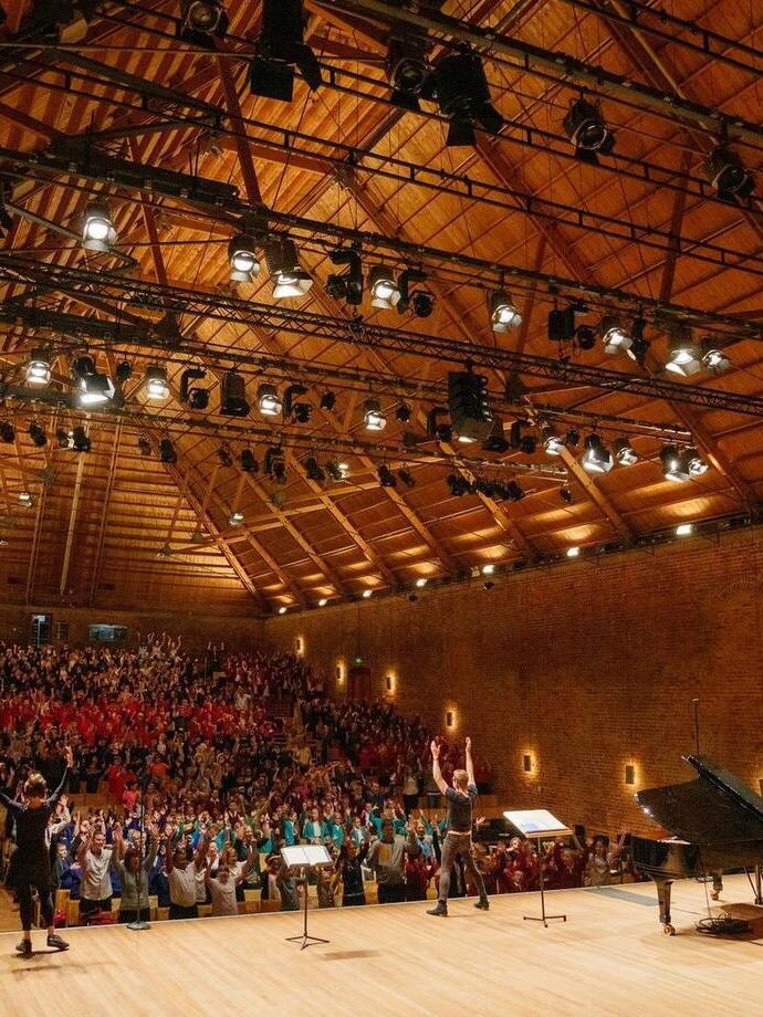 Crowd watching a concert at Snape Maltings