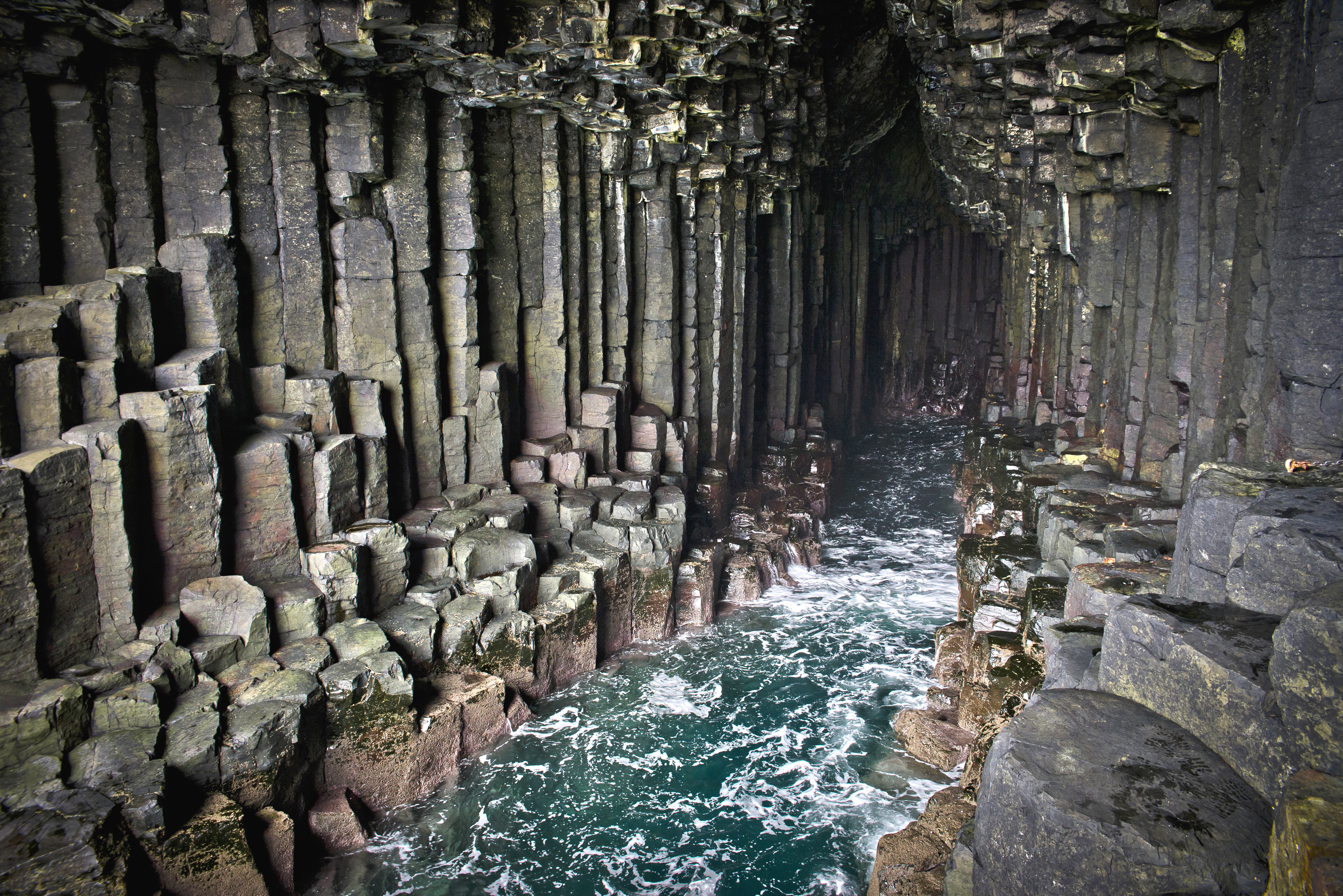 View inside Fingal's Cave on the uninhabited Scottish island of Staffa