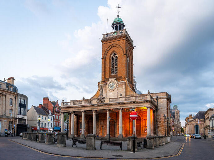 A Parish Church in the heart of a downtown village square.