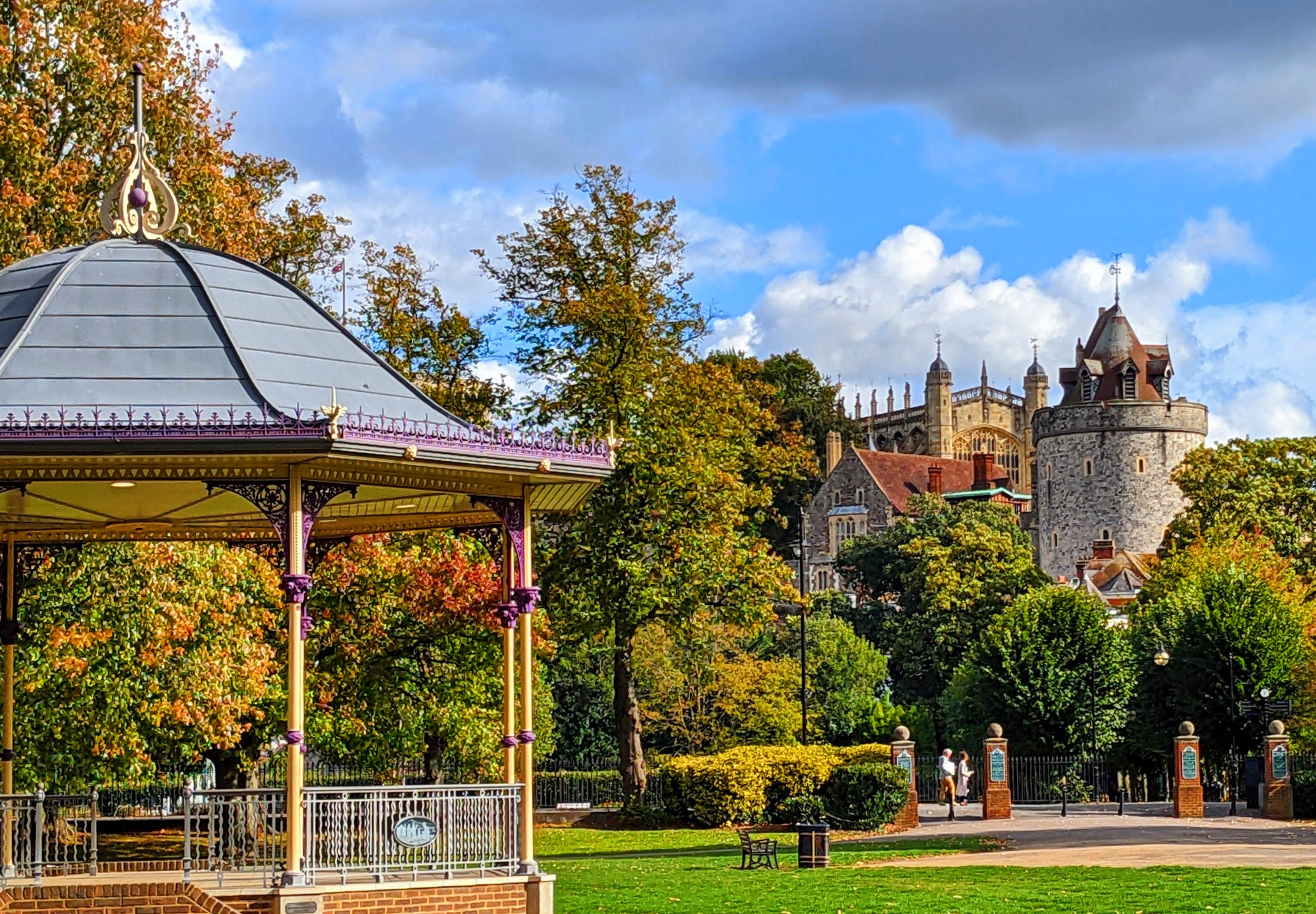 A view from inside Windsor's Alexandra Gardens towards Windsor Castle
