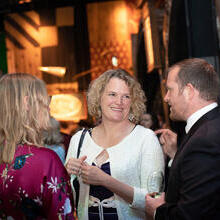 Guests chatting at the drinks reception for the VisitEngland Awards for Excellence 2023. Warner Bros. Studio Tour - The Making of Harry Potter, Hertfordshire.