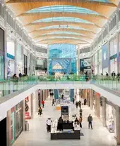 An upper level view of Highcross shopping centre in Leicester