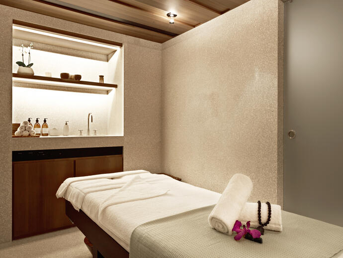 A treatment room at Akasha Spa, part of the Hotel Café Royal in London