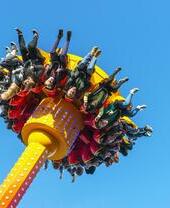 People riding a fairground ride