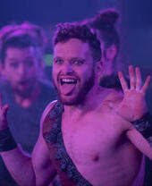 An acrobatic performer on stage as part of the Brighton Fringe Festival