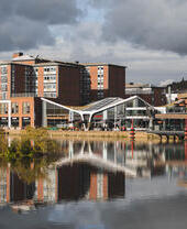 A long shot of Brayford Waterfront in Lincoln