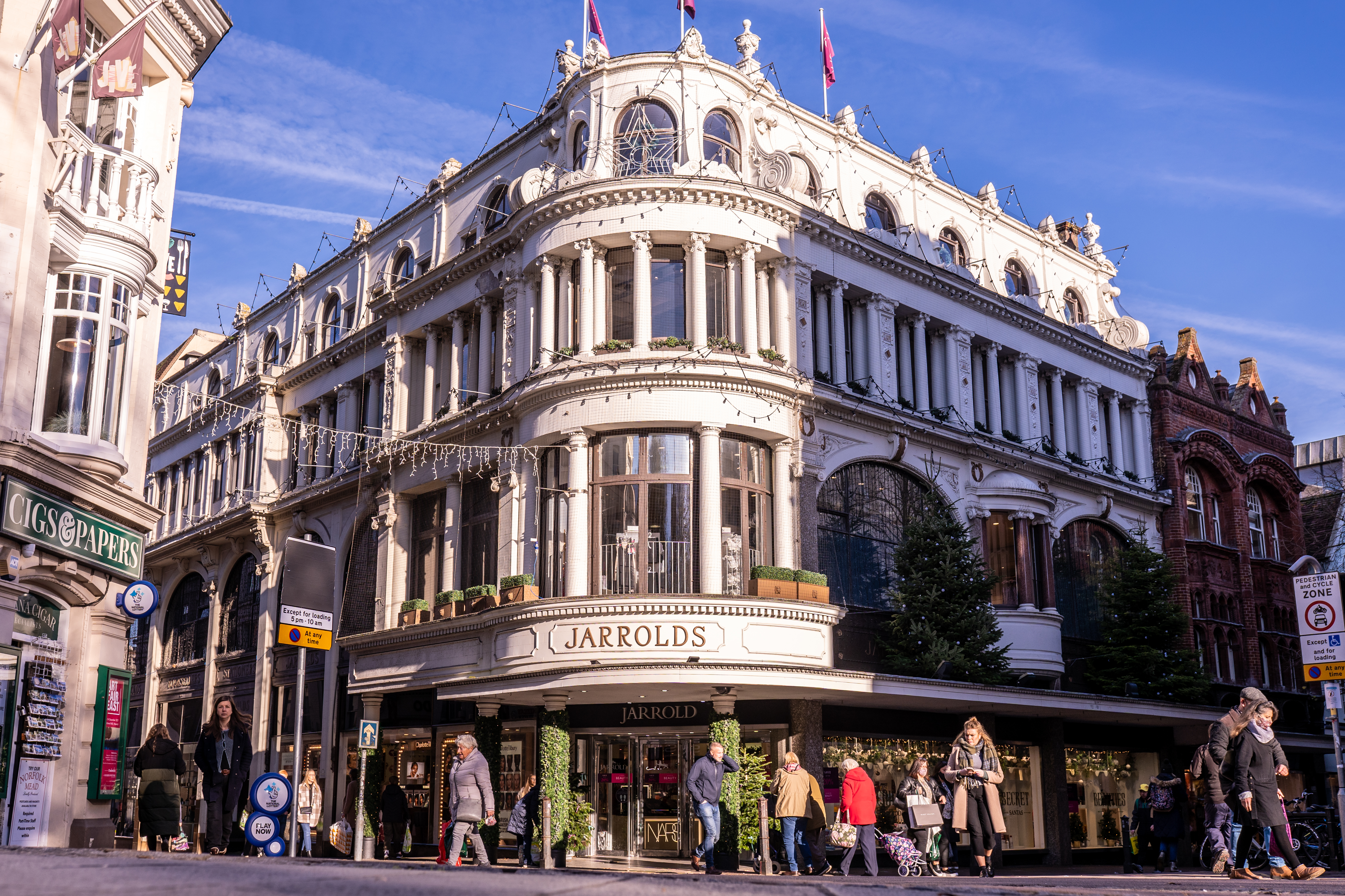 An outside view of Jarrolds Independent Department Store in Norwich
