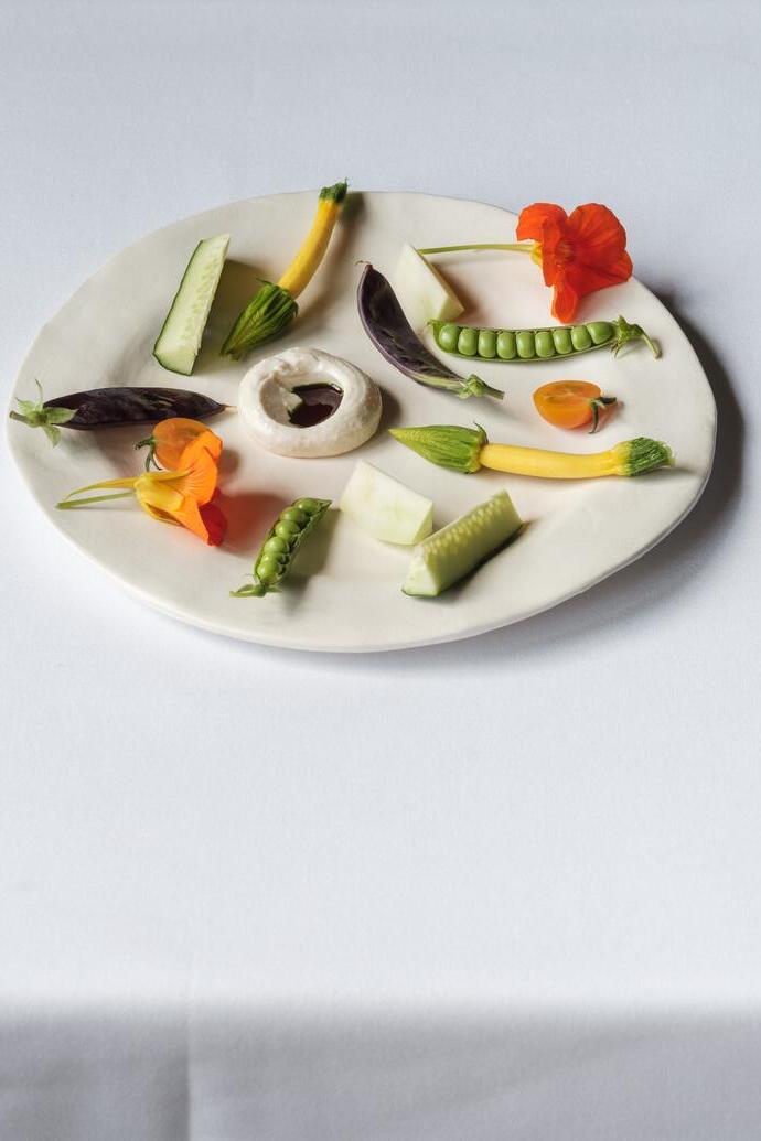 Plate of crudites made from farm vegetables