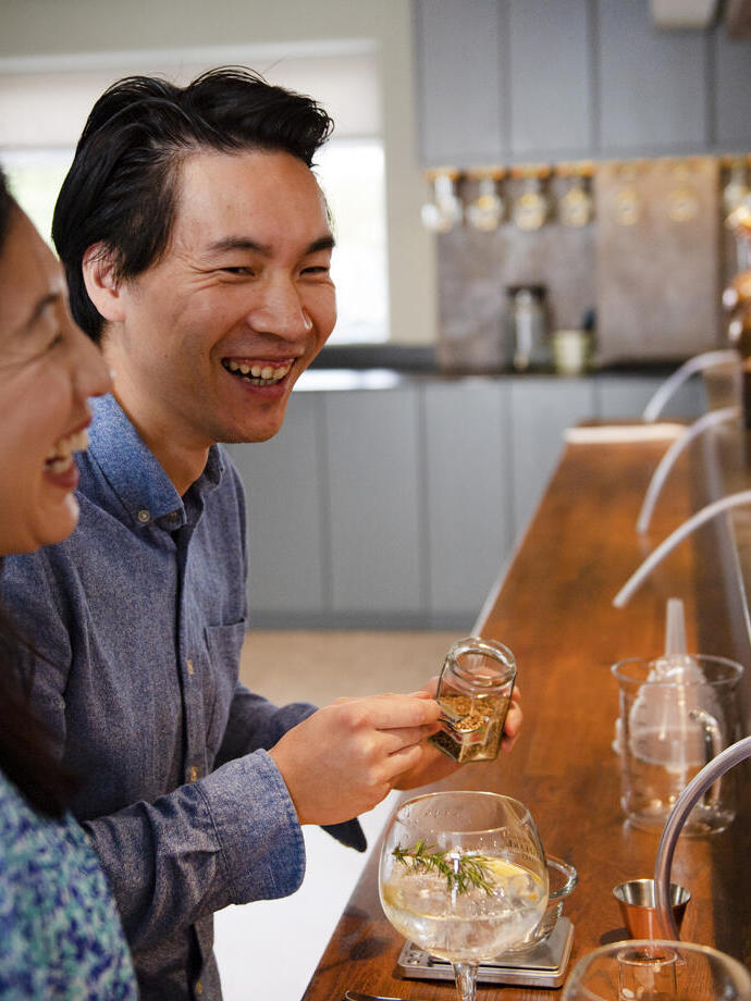 Couple on a gin tasting experience at a distillery