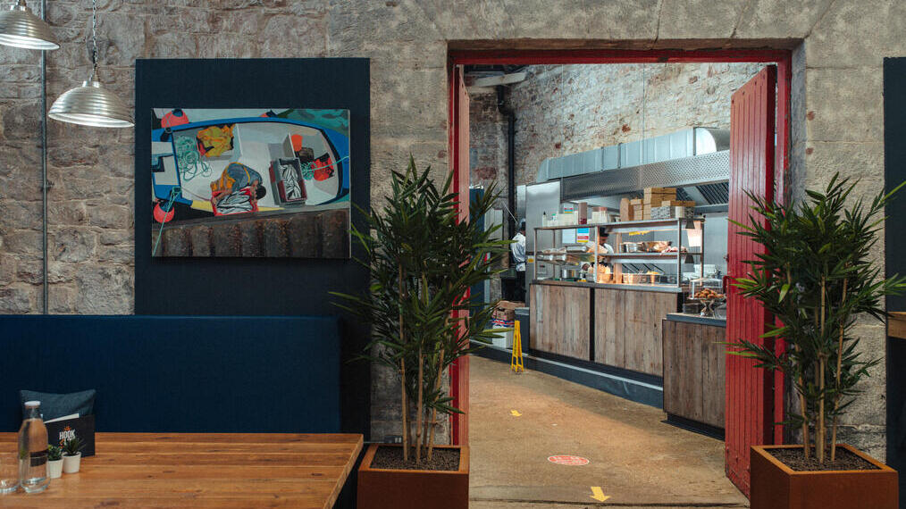 An interior view of the Hook and Line restaurant in Plymouth