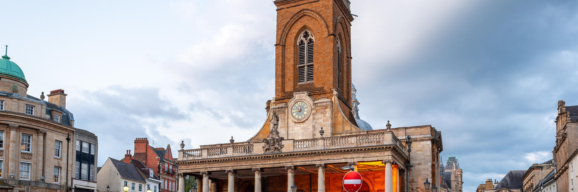 A Parish Church in the heart of a downtown village square.