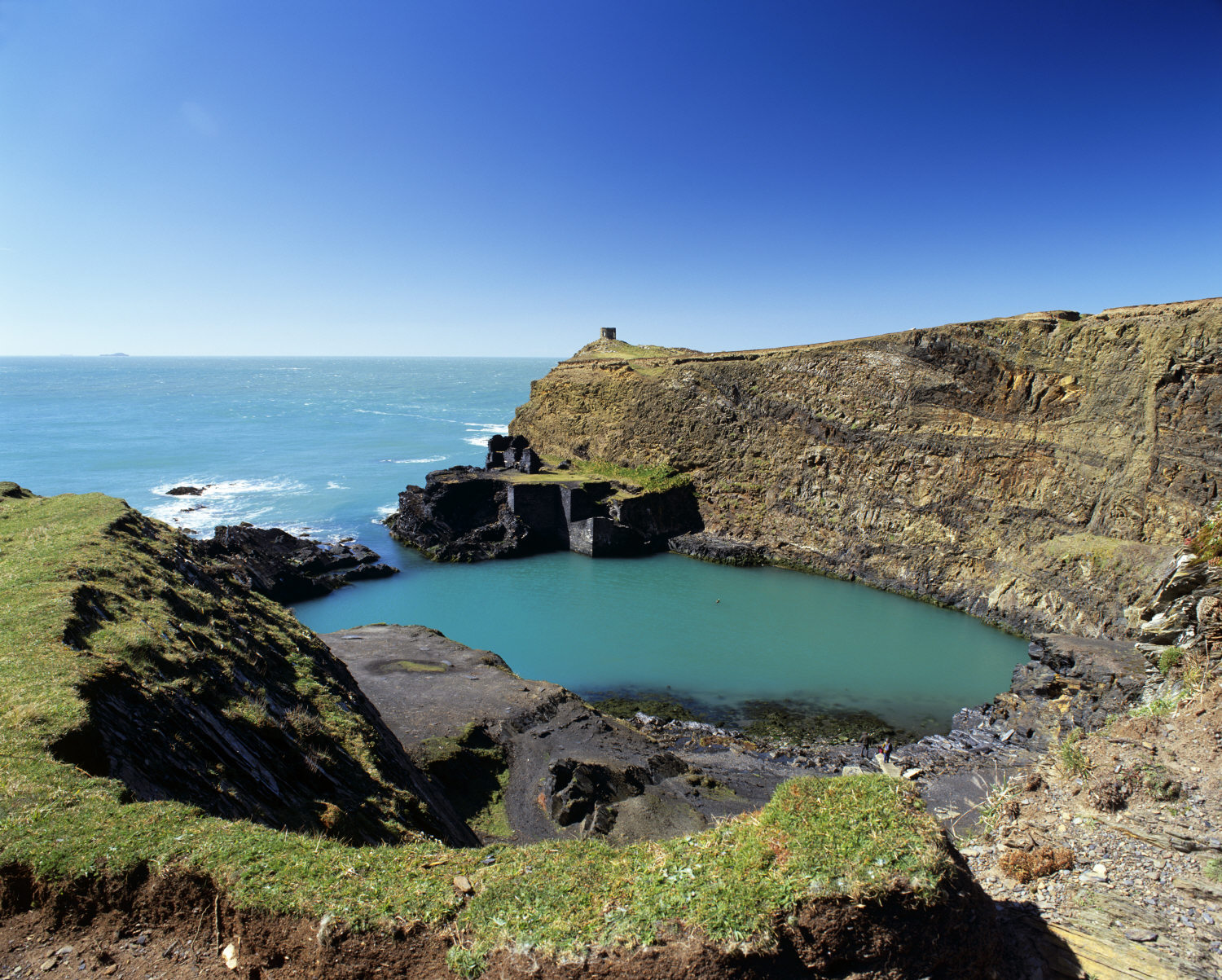 The Blue Lagoon at Abereiddy, on the Pembrokeshire Coastal Path, Wales