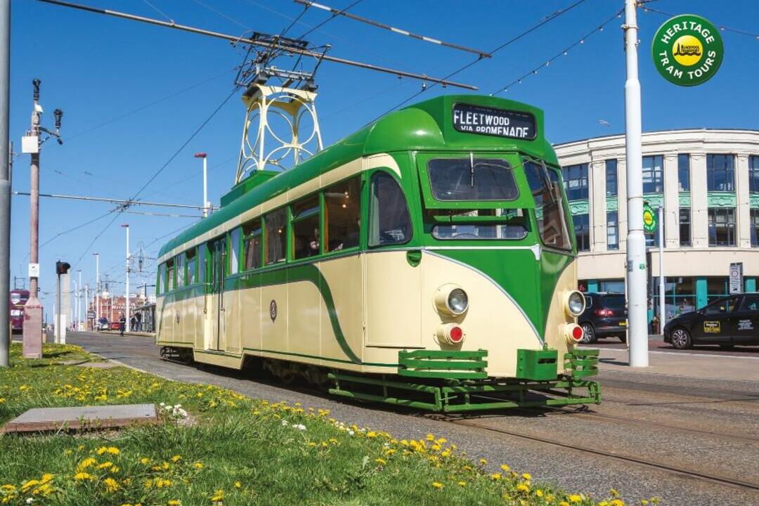 A colourful vintage tram.