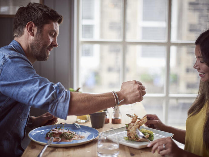 Couple eating at a restaurant