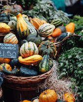 Organic vegetables at farmer's market for sale.