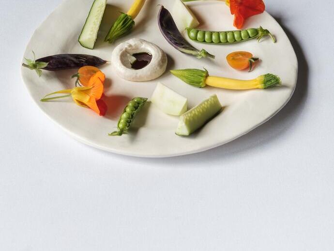 Plate of crudites made from farm vegetables