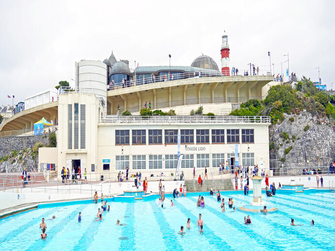 People in a lido pool at Tinside Lido in Plymouth