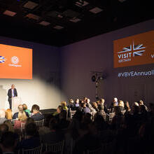 VisitBritain Chair Nick de Bois speaking at VisitBritain/VisitEngland Annual Review 2023/24