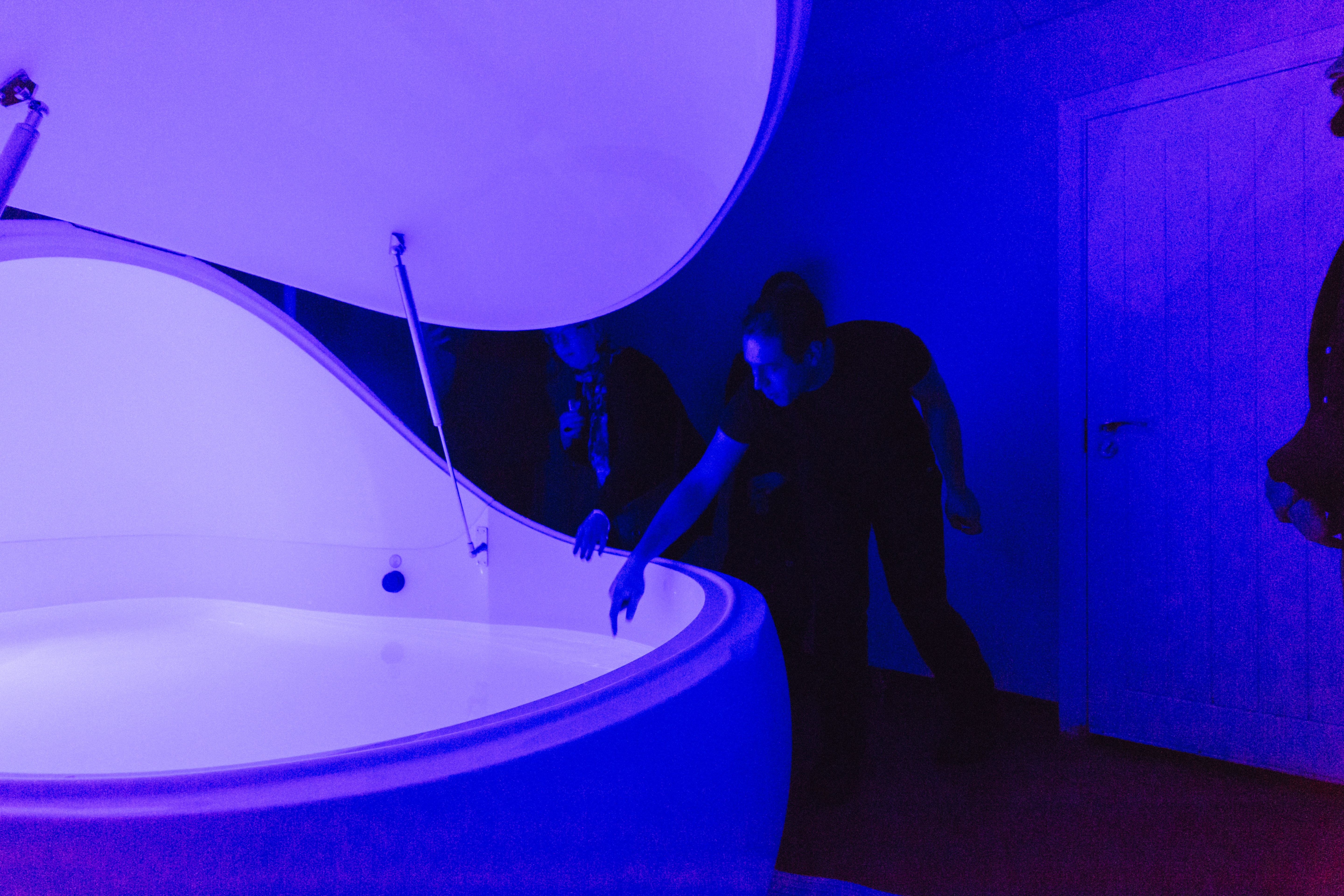 A floatation tank being prepared for a spa treatment at The Floating Spa in Birmingham