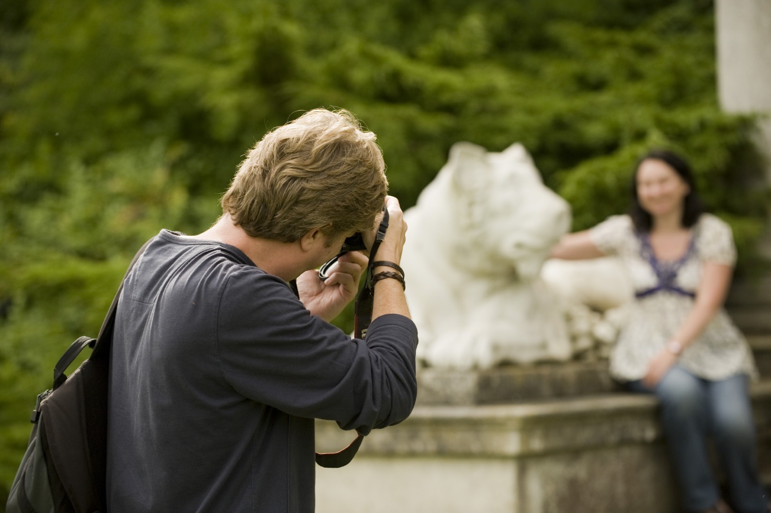 Visitors taking photographs at West Wycombe Park, Buckinghamshire