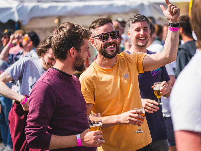 A group of people enjoying some drinks at Bristol Craft Beer Festival