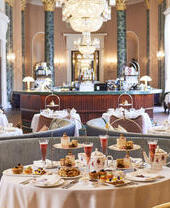 Tables prepared for afternoon tea at the Theatre Royal Drury Lane