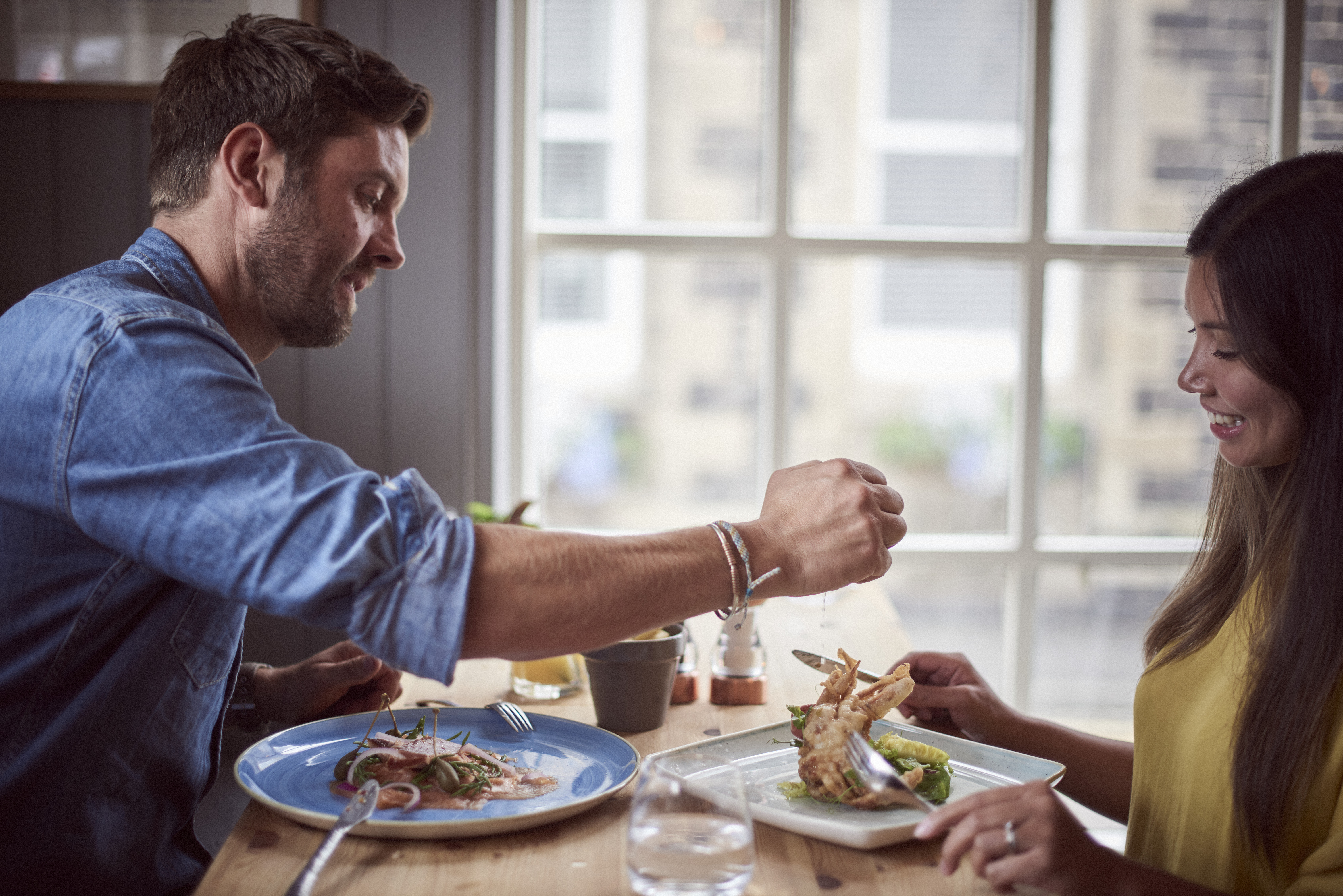 Couple eating at a restaurant
