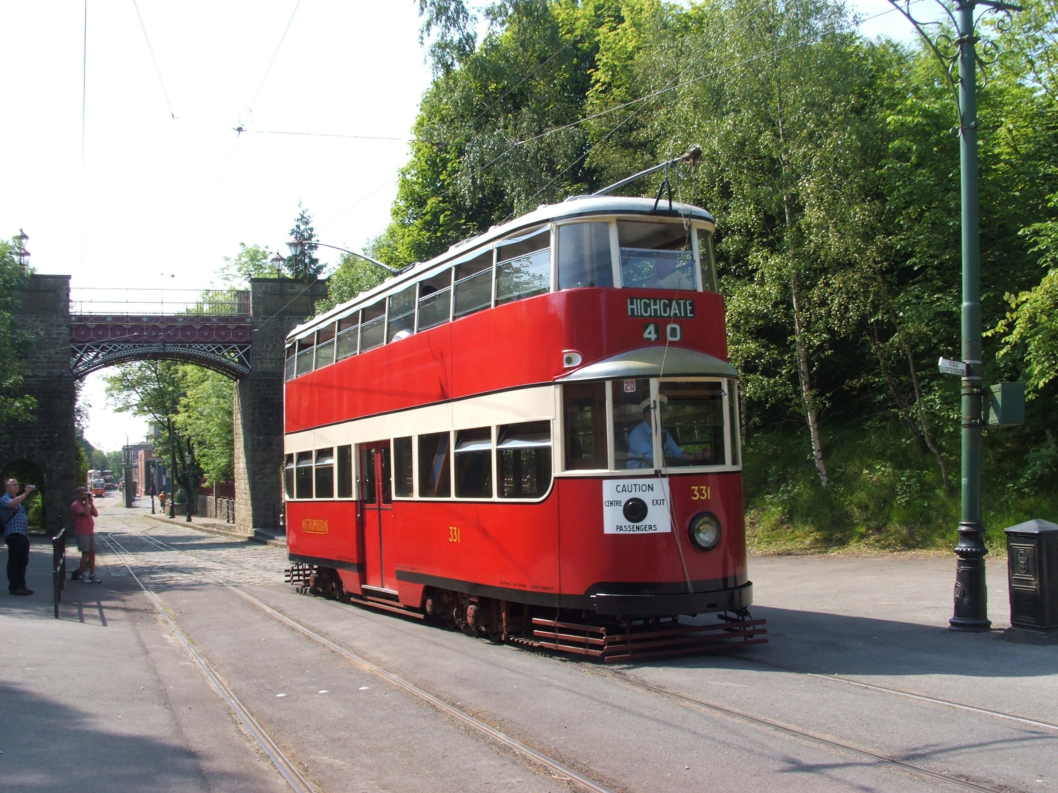 An old vintage tram at the National Tramway Museum at Crich