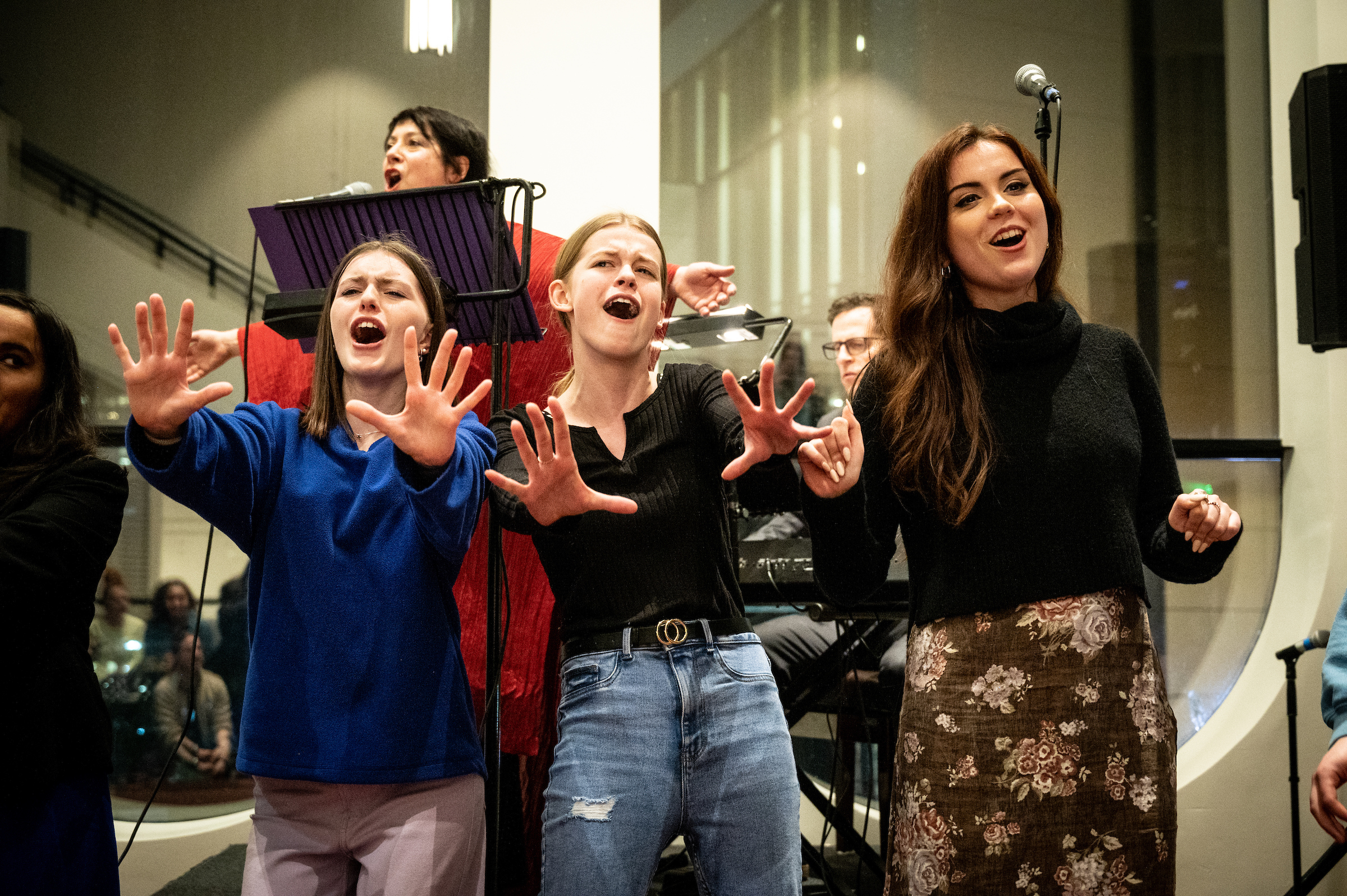 A musical performance on stage at the Birmingham Repertory Theatre