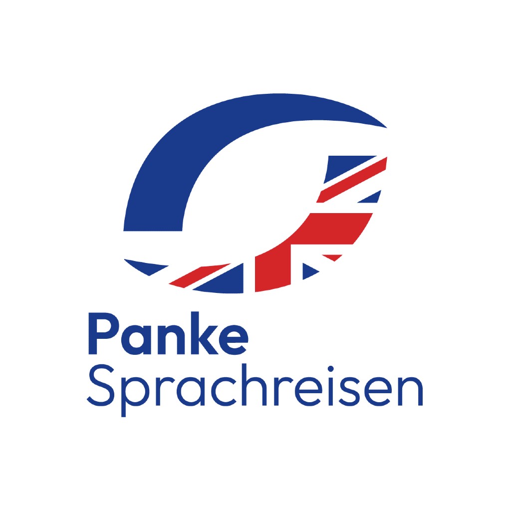 Blau-rotes Logo mit der Aufschrift „Panke Sprachreisen“ darunter.
