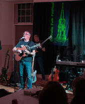 A band playing at Denholm Folk Festival