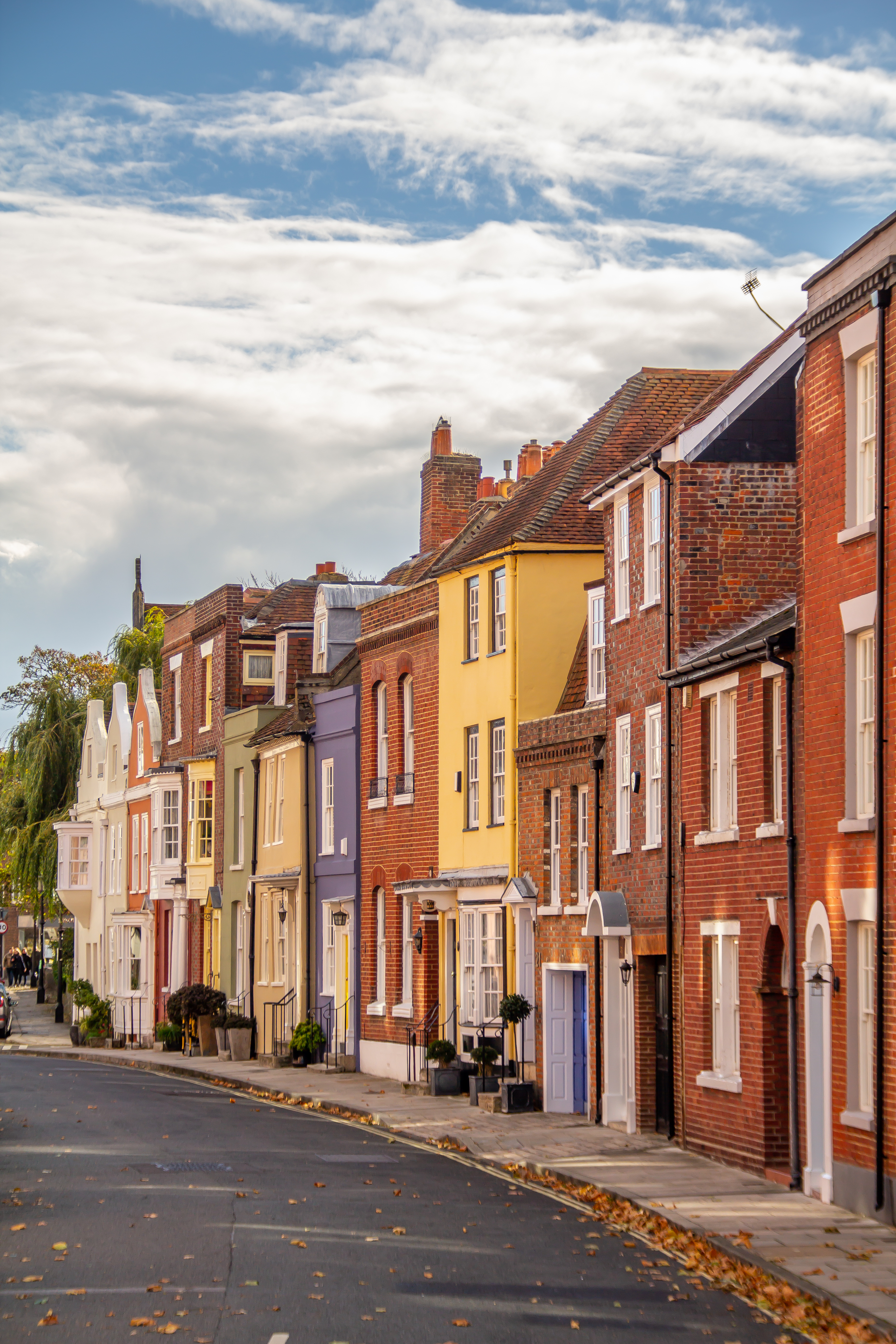Colourful traditional georgian house fronts in a street