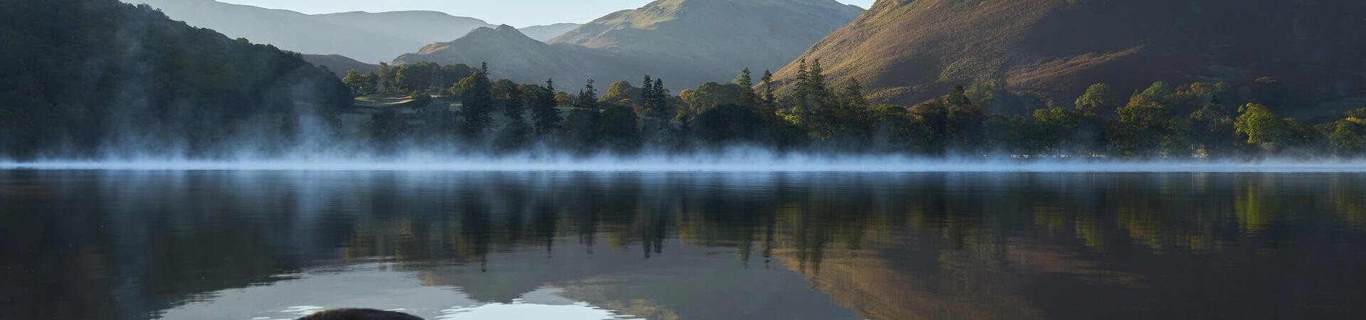 View of lake and hills