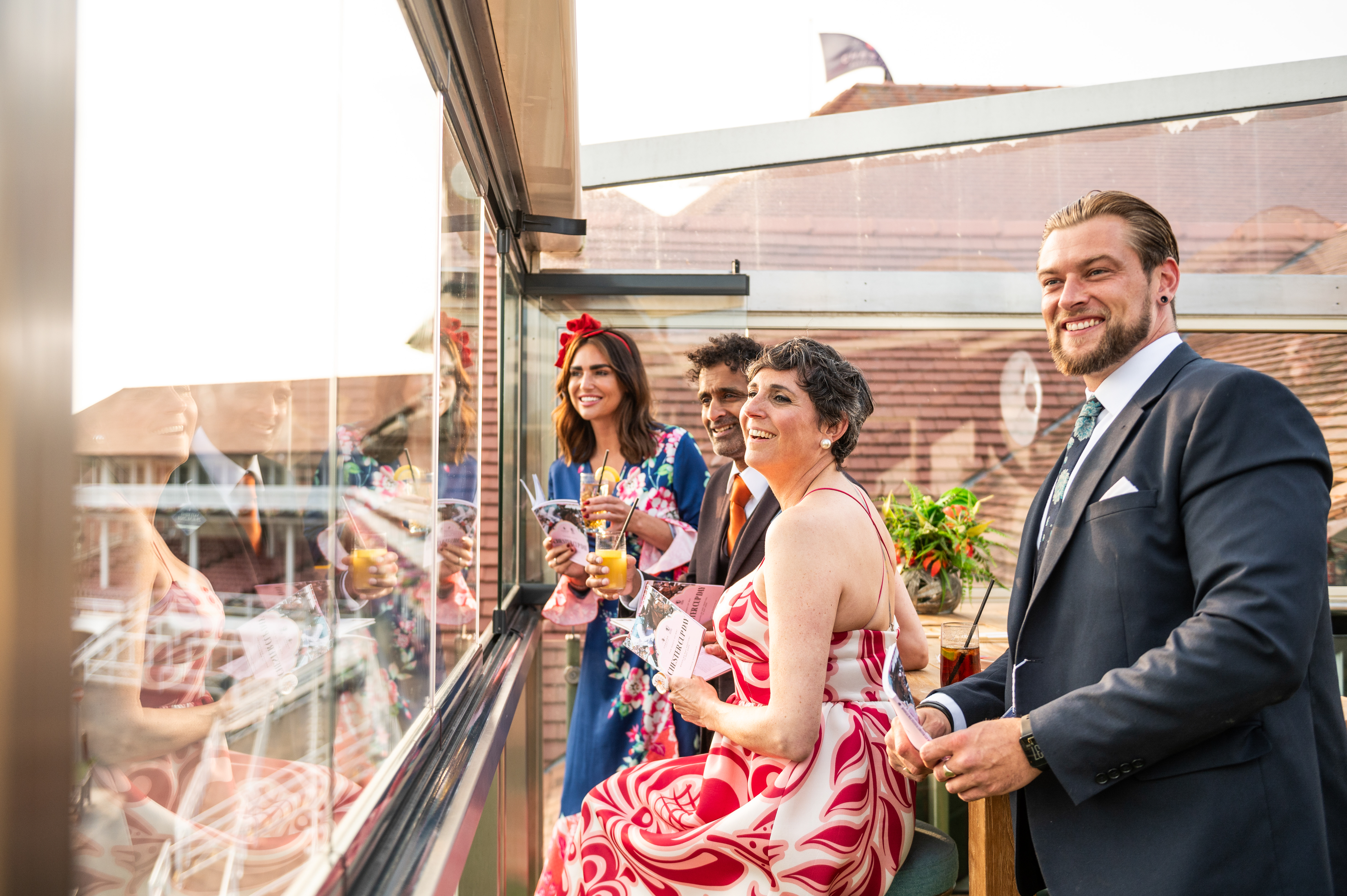 A group of friends at a race course